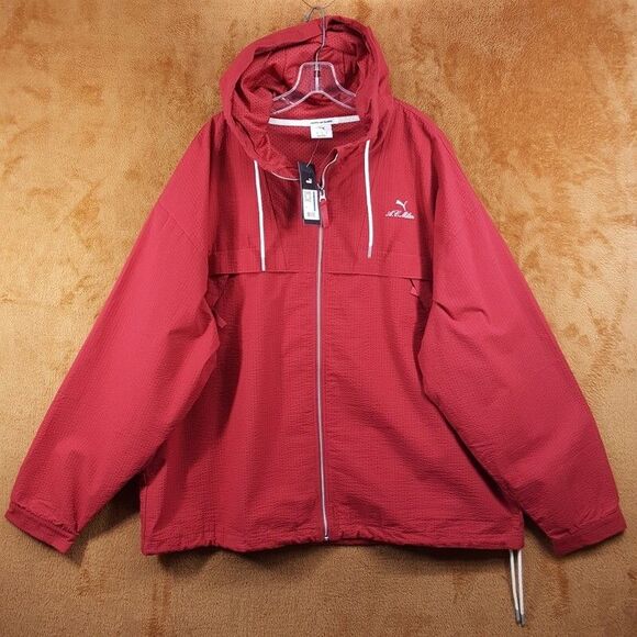 PUMA Jacket Mens XL Red Zip Up Windbreaker AC Milan MMQ Football Soccer Cricket - Picture 1 of 11
